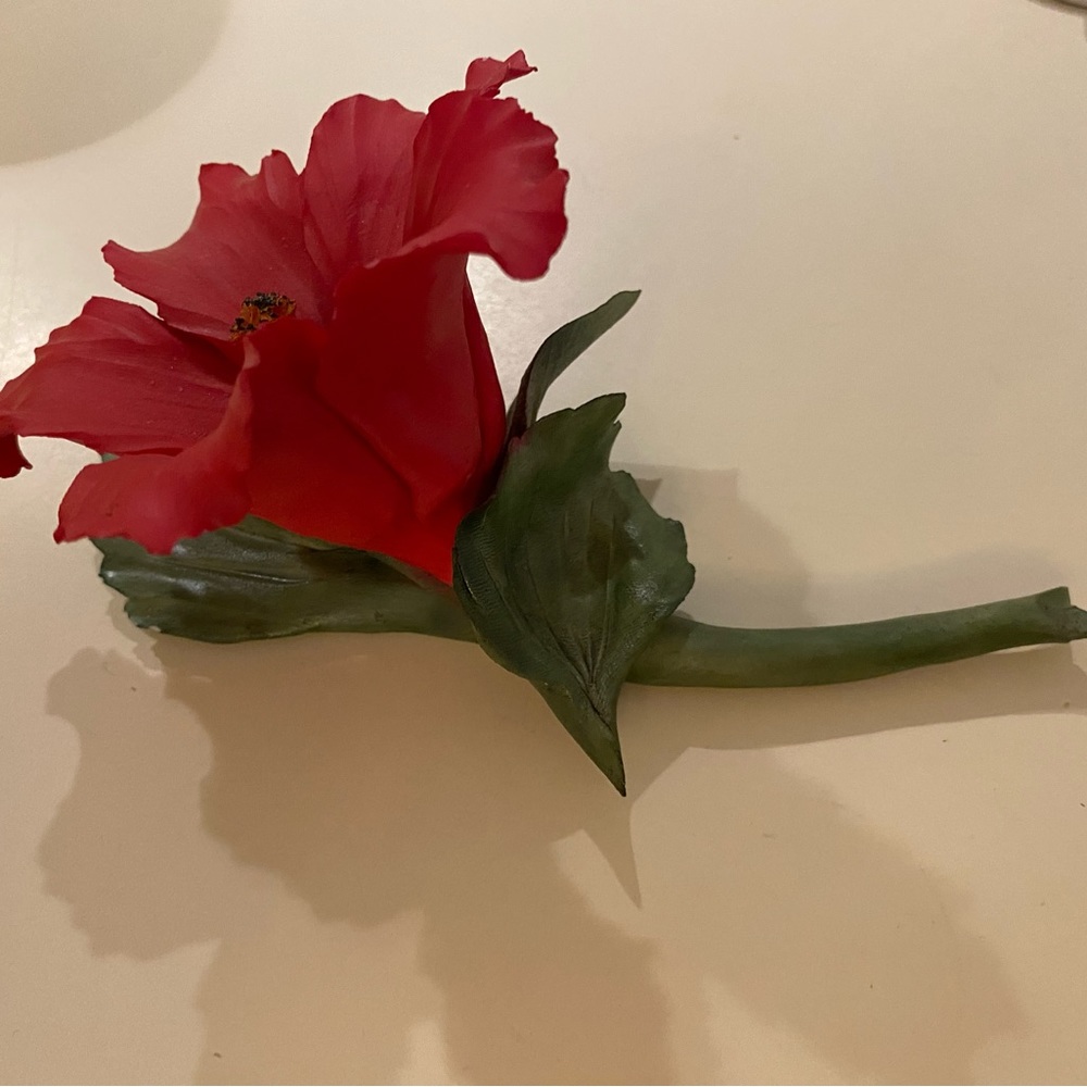 Red Hibiscus Capodimonte Fabar Flower Made in Italy